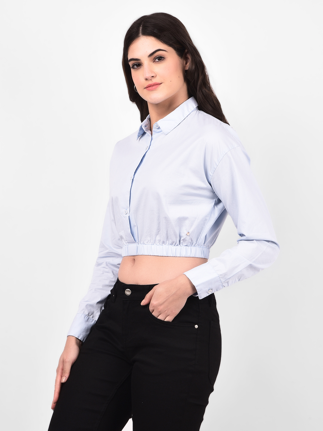 Numero Uno Women Cropped Button-Up Shirt